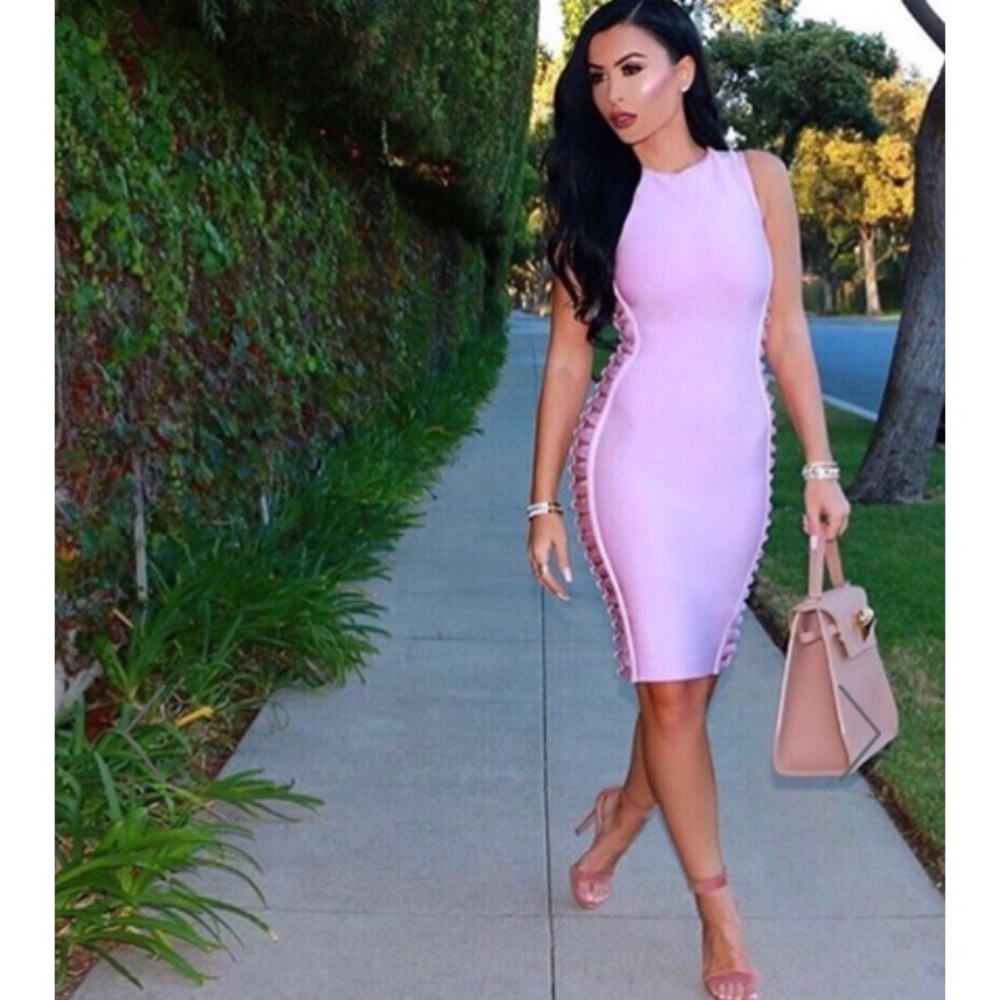 Blush Woven Sides Bandage Dress